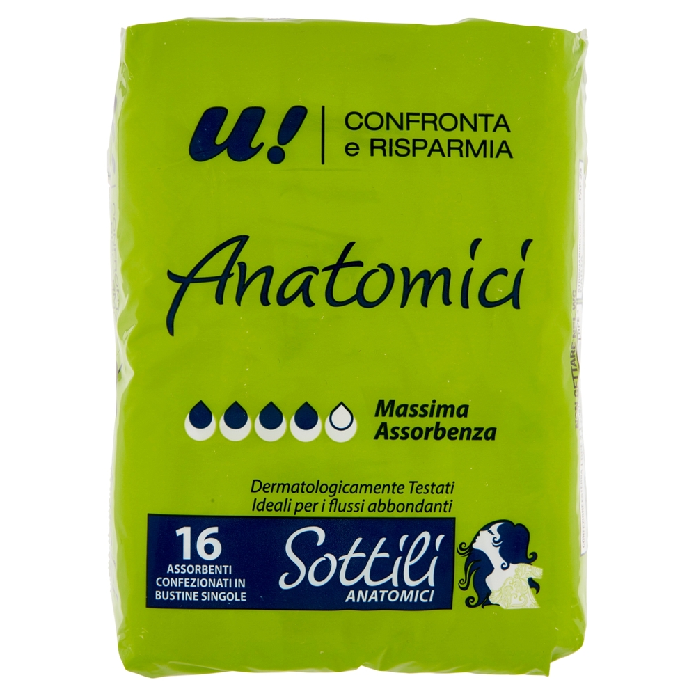 16 Assorbenti Sottili Anatomici U! Confronta e Risparmia